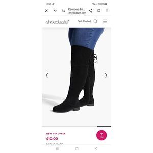 7.5E Wide Shoe Dazzle Black Romona Combat Over the Knee Boots